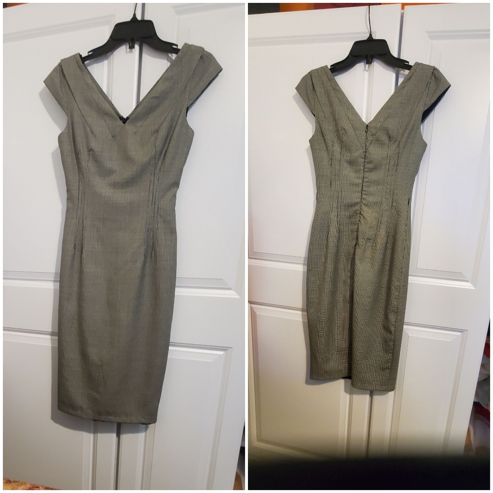 MICHAEL KORS HOUNDS TOOTH CAP SLEEVE COCKTAIL CASUAL EVENT DRESS- ITALY-SIZE 2